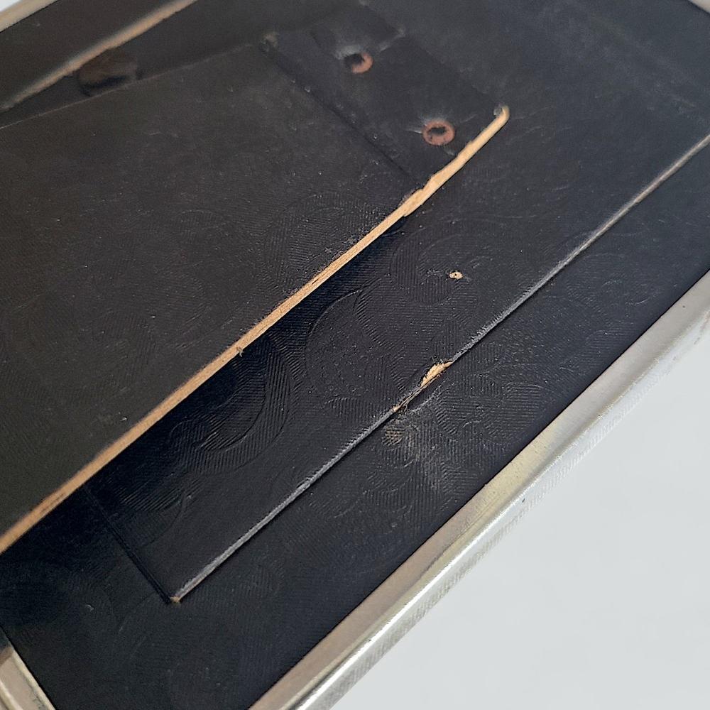 Art Deco Reverse Painted Picture Frame 4x5 Silver Fits 2x3 Photo Portrait Easel - Picture 3 of 9